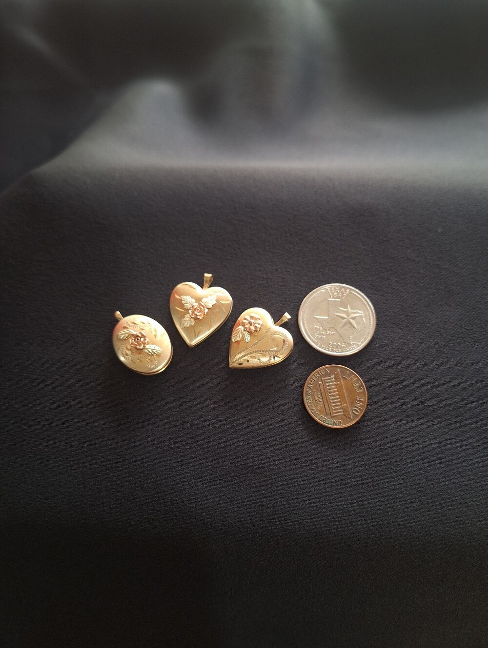 Vintage Black Hills Gold GF 3 Locket Bundle No Chain - Picture 4 of 11